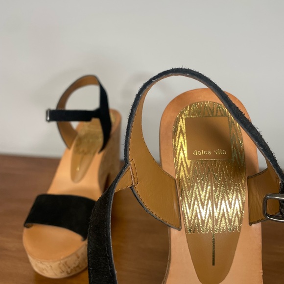 Dolce Vita Black Suede Wedge Sandals - Picture 5 of 8